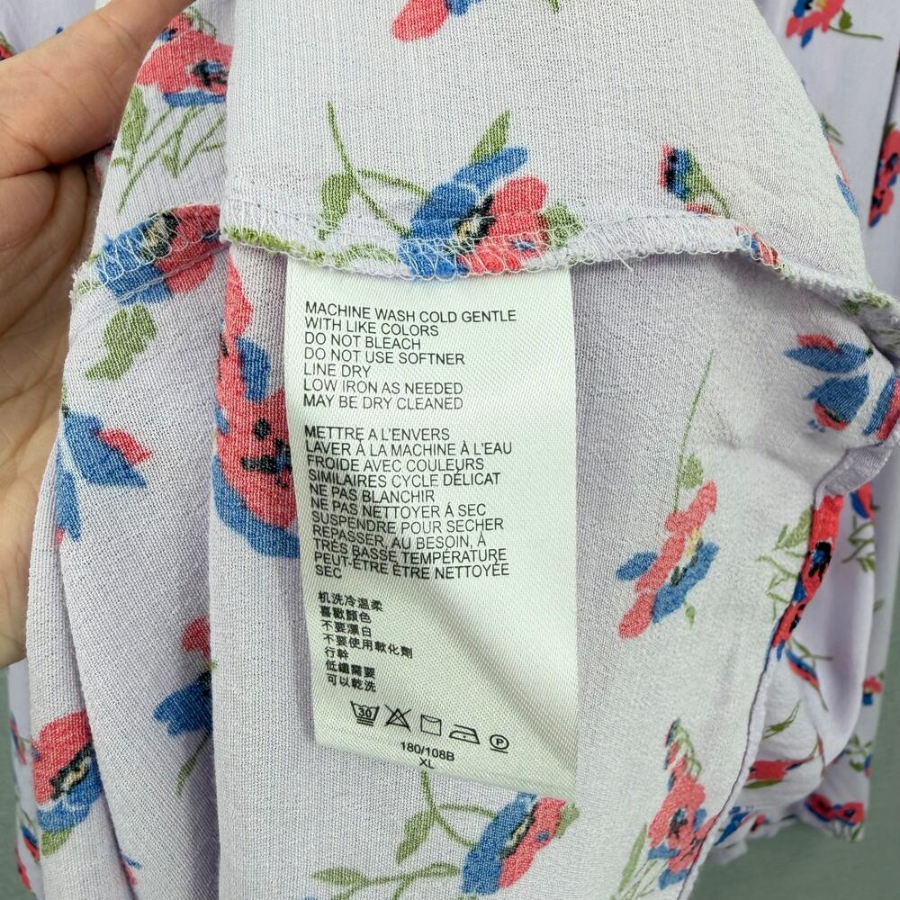 Maeve Anthropologie Juno Floral Printed Lilac Lavender 3/4 Sleeve Mini Dress - Picture 11 of 11